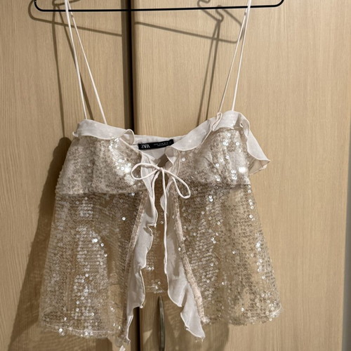 Zara sequin top like new, pink, size M