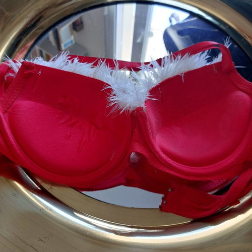 Christmas bra used with feathers red 80B/C