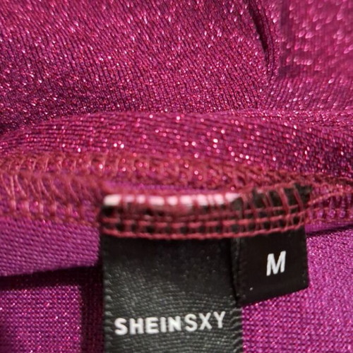 One Shoulder Ruched Glitter Split Thigh Dress Size M 38 Purple like new
