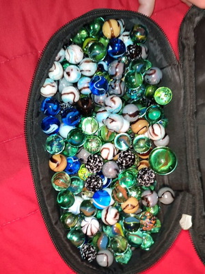 Marbles like new, set of 156 with 21 different types