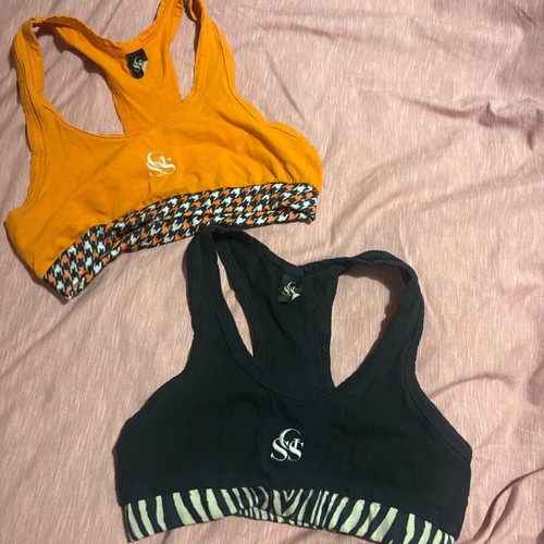 SunsetGo! set top in very good condition, cotton, one size, black and orange