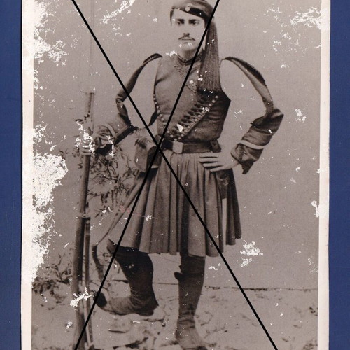 Macedonian Struggle Photo used, Cretan Macedonomachos with Mannlicher vest and bayonet