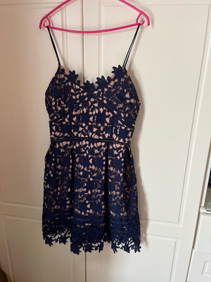 Φόρεμα δαντέλα κοντό μεταχειρισμένο, μπλε, μέγεθος M