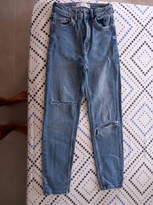 Mom slim fit jeans used, ripped, Stradivarius, size XXS