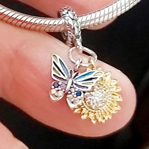 Silver 925 charm Spring new, colorful enamel and crystals