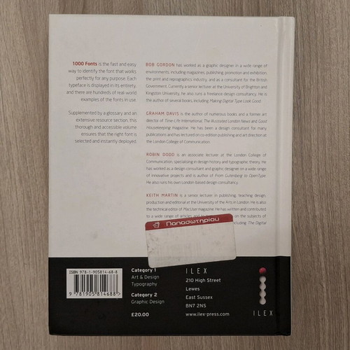 1000 Fonts by Bob Gordon used typography guide book in English