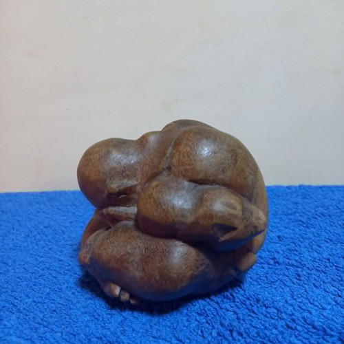Wooden crying Buddha sculpture used, handmade