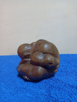 Wooden crying Buddha sculpture used, handmade