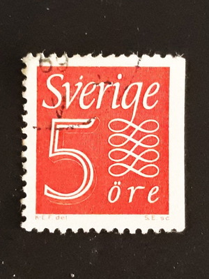 Γραμματόσημο Σουηδίας 1957 5 ore Numeral type (1) κόκκινο, σαν καινούργιο