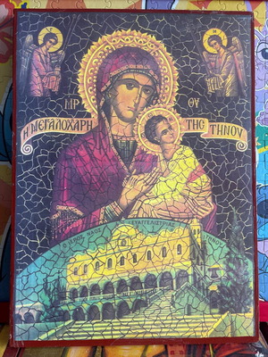 Icon of Megalochari of Tinos handmade new 30x40