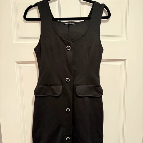 Zara black mini dress like new with jewel buttons size S