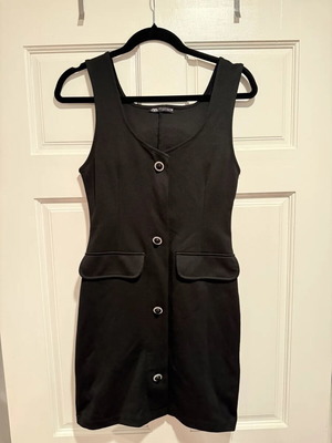 Zara black mini dress like new with jewel buttons size S