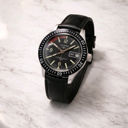 Lucerne Swiss Ladies Diver Watch 1960, like new, black
