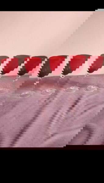 Σετ από 5 ποτήρια κολονάτα από κόκκινο γυαλί