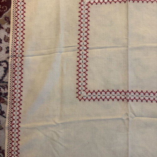Handmade embroidered tablecloth, new, beige 70x70