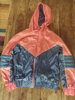 Pull & Bear women's waterproof jacket with hood, blue and pink