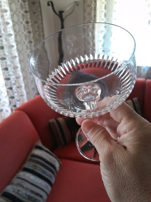Crystal champagne glasses like new, stemmed