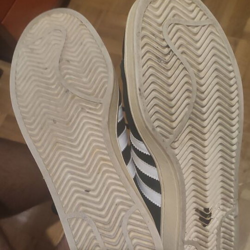 Adidas Campus sneakers used, black with white stripes, size 46.5