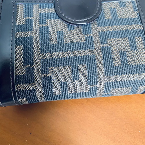 Vintage small wallet with geometric pattern, fabric, brown