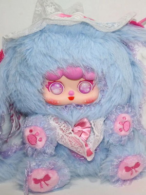 Stuffed baby doll dressed as rabbit like new
