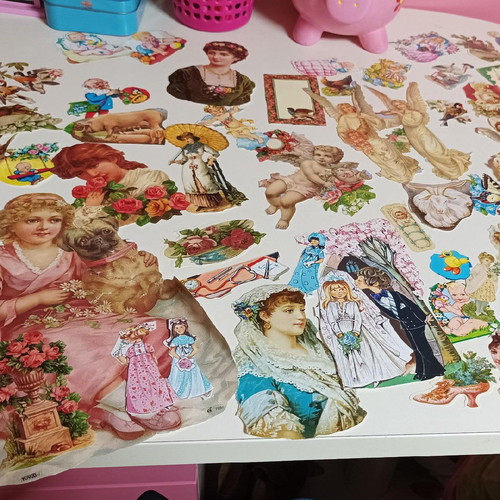 Vintage stickers new with Victorian-themed illustrations