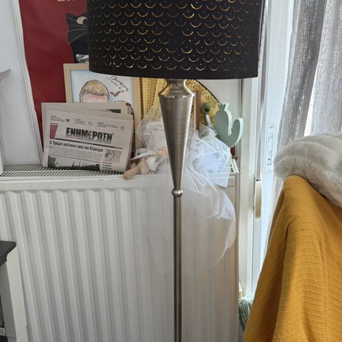 Metal floor lamp with two shades