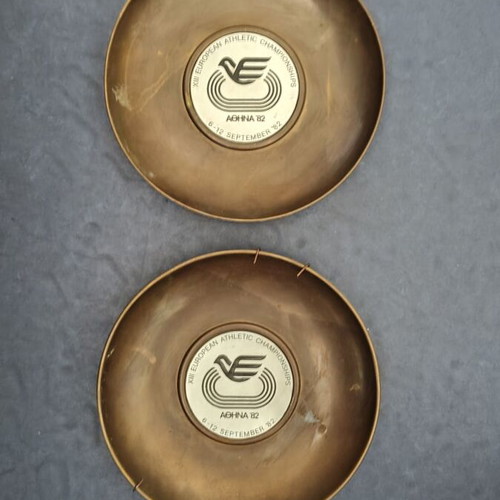 Rare commemorative plates from 1982 European Athletics Championships like new