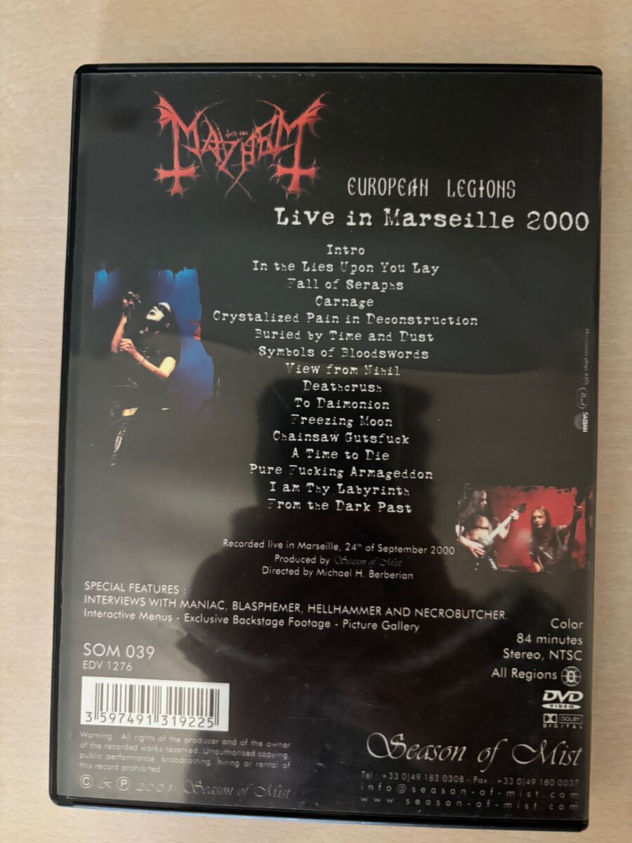 Mayhem Live in Marseille 2000 DVD like new - € 20,00