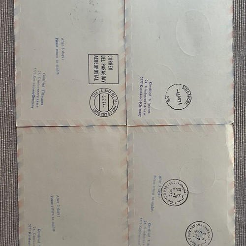 Vintage Lufthansa first flight airmail envelopes set of 4, like new