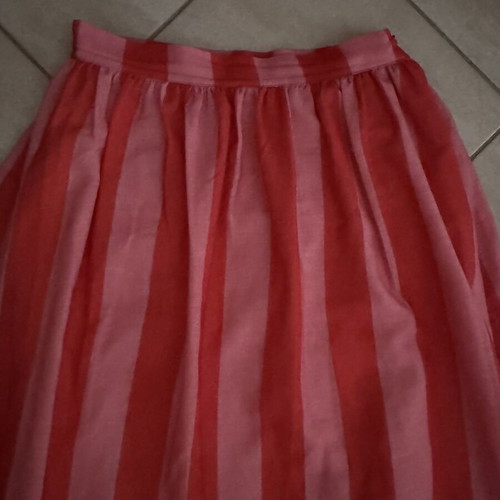 Karavan skirt with red stripes and floral border