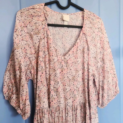 Floral long dress H&M like new, pink viscose