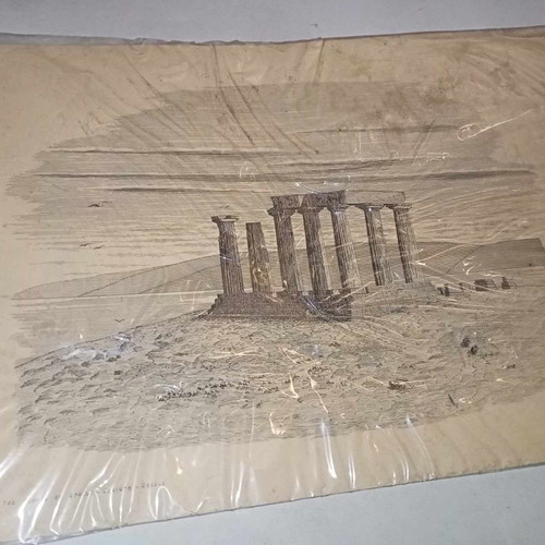 Rare Pencil Drawing Ioannidis Renos Acropolis