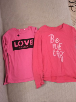 Girls' blouses used, set of 2, pink Benetton, size 152 cm