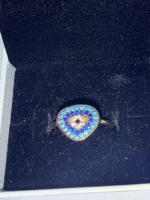 Gregio silver 925 ring with evil eye design, size 55