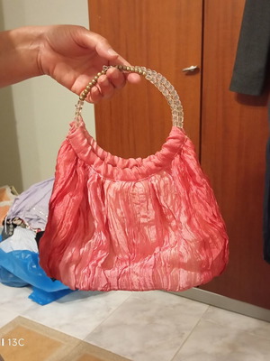 Handbag with scarf like new, pink