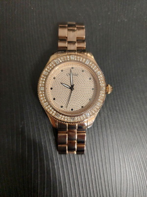 Oxette women's wristwatch like new, rose gold plated with crystals