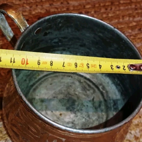 Islamic copper bowl used, hand engraved 19th century