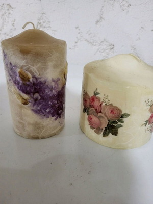 Handmade candles with decoupage method like new