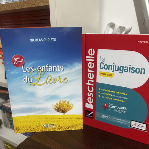 Bescherelle La conjugaison pour tous French grammar book with Les enfants du Lièvre novel