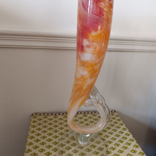 Vintage large blown glass vase in Murano style, like new
