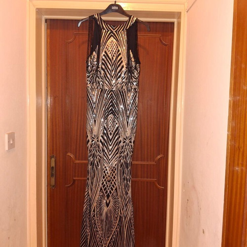 Maxi dress new, size M, black and silver