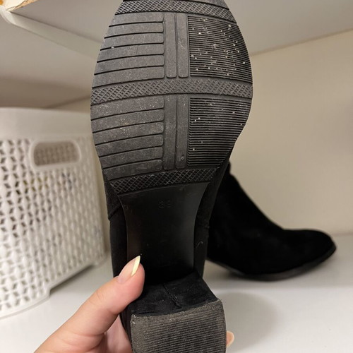 Ankle boots with chunky heel, velvet fabric, like new