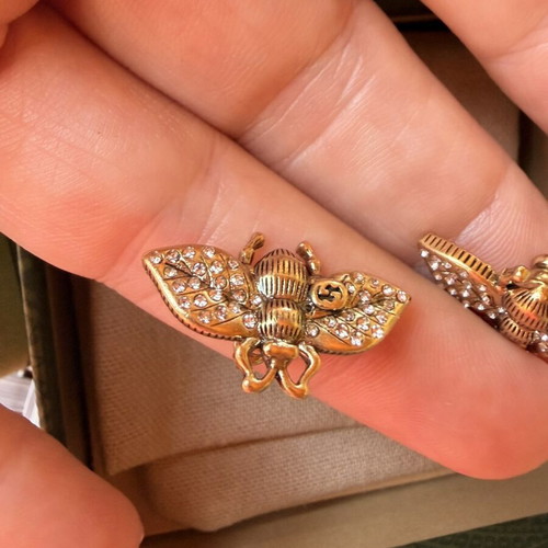 Gucci Bee earrings new with crystals and faux pearls