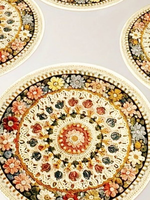 Vintage placemats set of 8, 15 cm, new