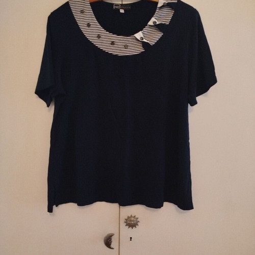 Short-sleeve blouse navy blue like new