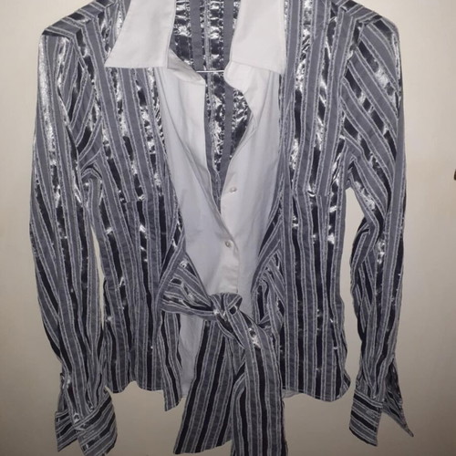 Nara Camicie shirt like new, grey and silver with belt