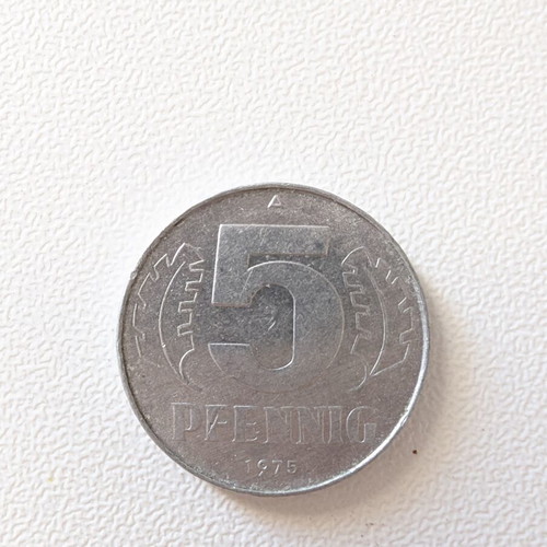 5 Pfennig German coin used, 1975
