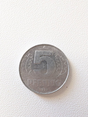 5 Pfennig German coin used, 1975