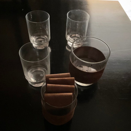 Whiskey crystal glasses with ice bowl set of 4, like new