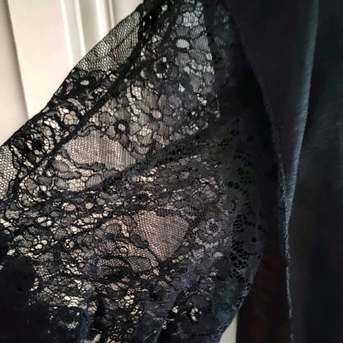 Shiny formal blouse small like new, black with sequins and lace